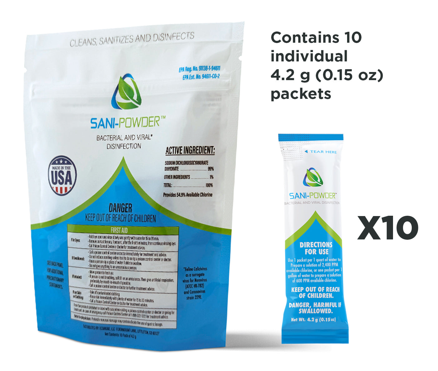 Sani-Powder 10 Pack (of 4.10 gram packets)